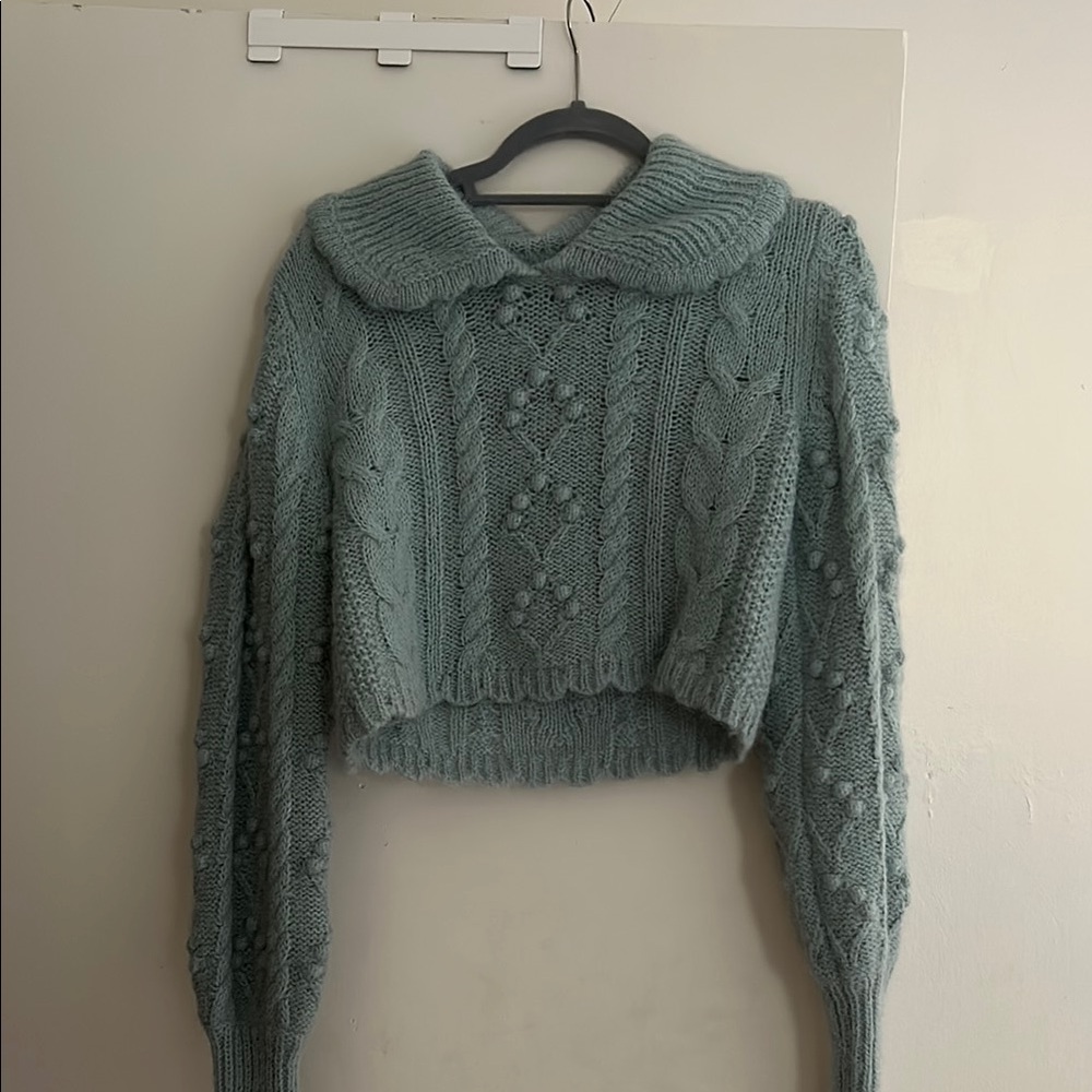 Cozy Cable Knit Sweater in Soft Green